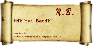 Mátai Bató névjegykártya